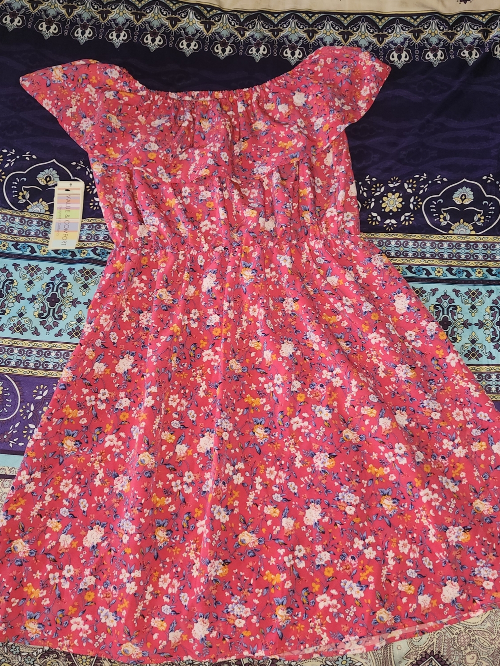 Young USA Pink Floral Off-Shoulder Sundress